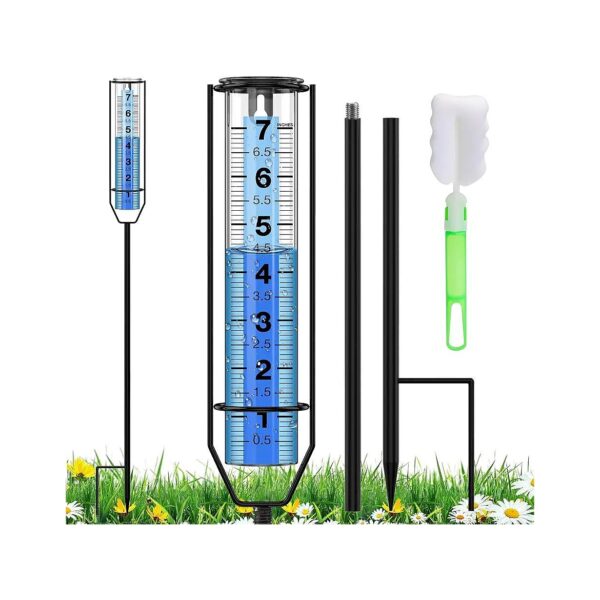 Quality Rain Gauge with Large Clear Numbers and Adjustable Height