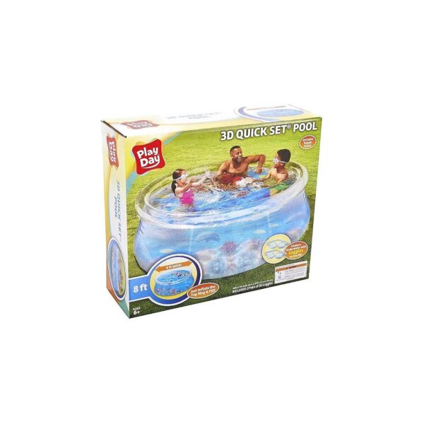 Quick Set Inflatable Round Transparent Pool for 1-2 Kids with Goggles and Drain Hole