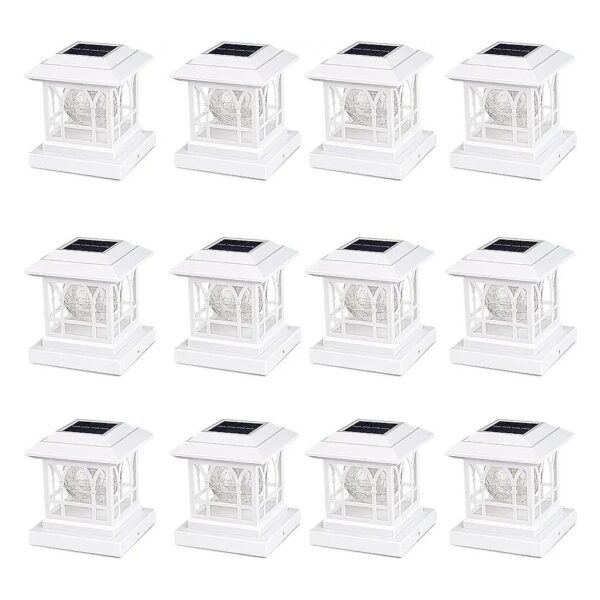 RGB Automatic Cycling Solar Post Lights with Solar Powered and Waterproof Design 12 Pack