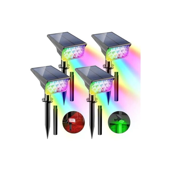 RGB Color Changing Solar Spotlights for Pathway and Garden Lighting with 6 Colors