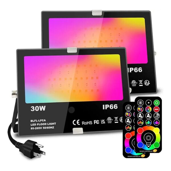 RGB Outdoor Flood Lights 300W Equivalent with Remote Control