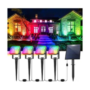 RGB Solar Spotlights with Auto On/Off and Sensor Technology for Efficient Garden Lighting