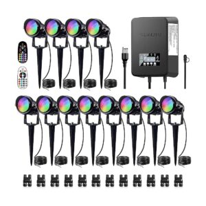 RGBW Color Changing Landscape Lights 12-Pack with Transformer for Outdoor Lighting