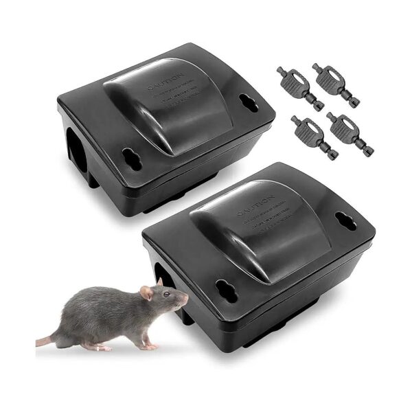 Rat Bait Station 2 Pack with Dual Keys for Fast Rodent Elimination