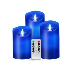 Real Blue LED Flameless Candles with Remote Control, Timer, and Moving Wick Design