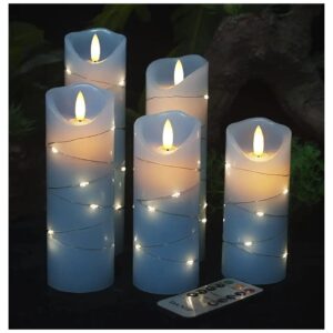 Real Wax 5-Piece LED Candle with 10-Button Remote Control and 24-Hour Timer