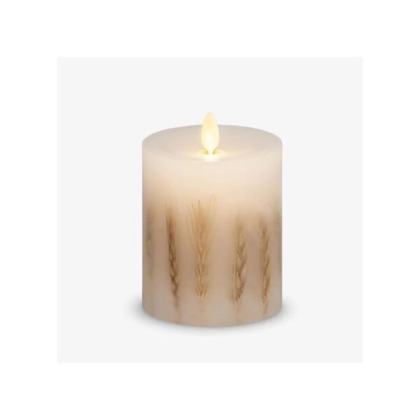 Real Wax Flameless Candle with Wheat and Remote Control Ready