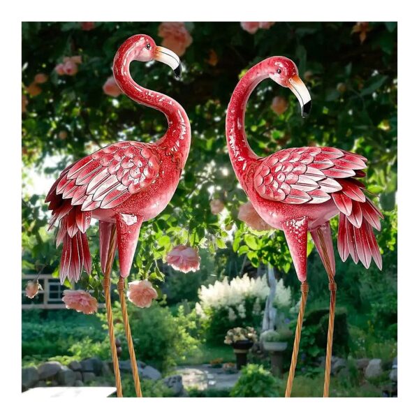 Real-Life-Sized Pink Flamingo Statue for Outdoor Yard and Garden Decor