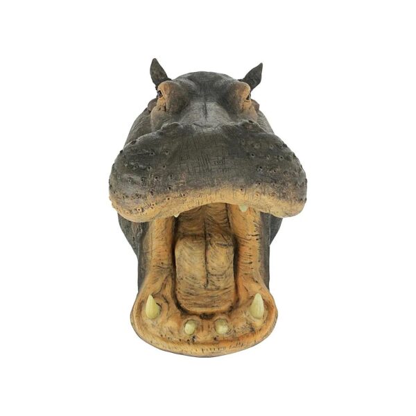 Realistic Hippo Garden Statue with Leathery Hide and Huge Teeth