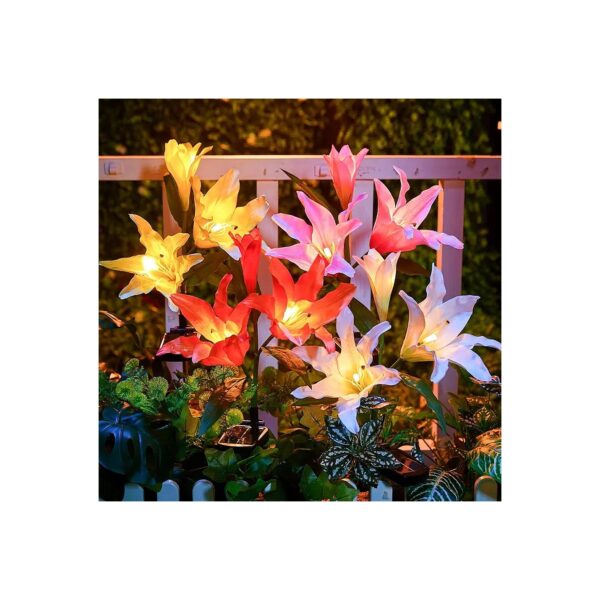 Realistic Lily Solar Flower Lights with Adjustable Solar Panel for Outdoor Decor