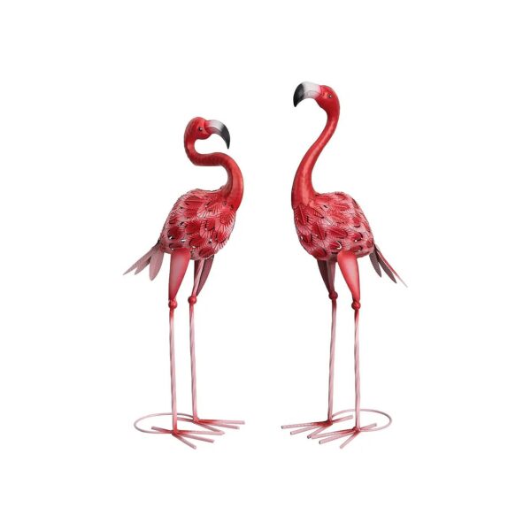 Realistic Pink Flamingo Yard Art Metal Garden Statues for Backyard Decor