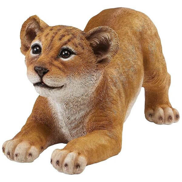 Realistic Sahara Lion Cub Statue with Intricate Hand-Painted Details