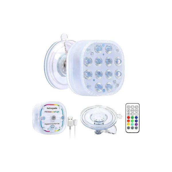 Rechargeable Color Changing LED Pool Light with Magnetic Charging and Suction Cup