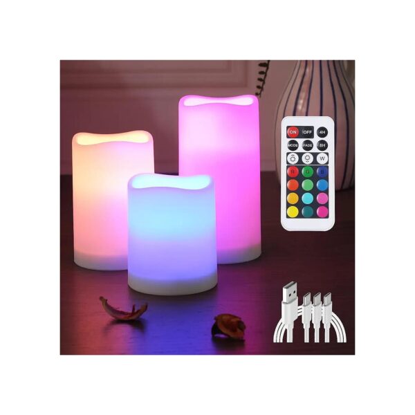 Rechargeable Flameless LED Candle Lights with Multicolor Shade and Remote Control