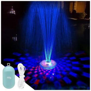 Rechargeable Pool Fountain Pump with Underwater Light Show for In