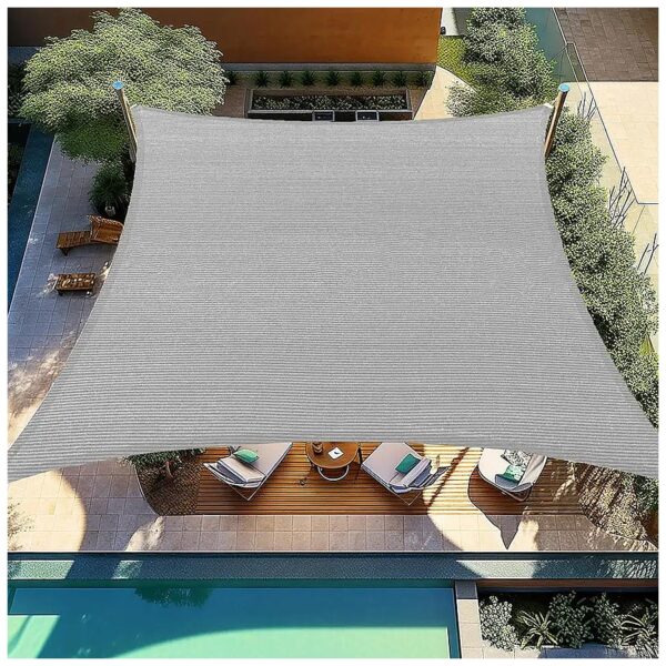 Rectangular Curved Canopy 10'X15' Light Grey HDPE Sail Shade for Patios and Backyards