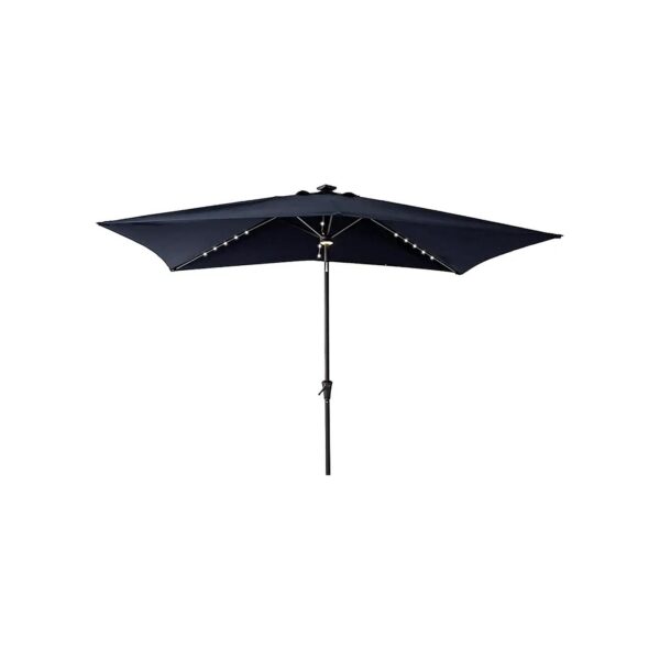 Rectangular Outdoor Patio Market Umbrella with Solar LED Lights 5 x 10 ft