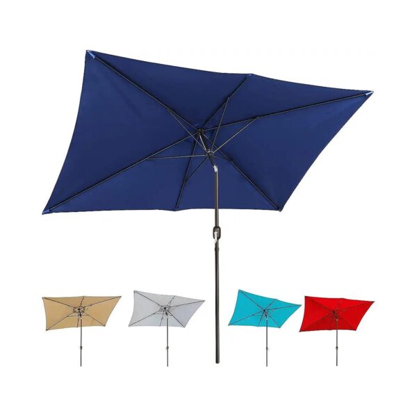 Rectangular Patio Umbrella with Push Button Tilt and Crank for Commercial Use