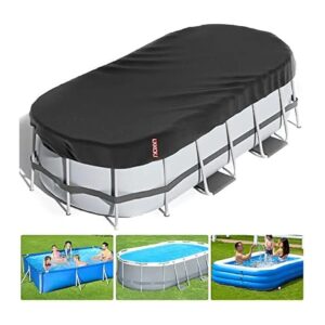 Rectangular Pool Cover for Above Ground Pools, 9x18 FT, Black, Waterproof and Dustproof