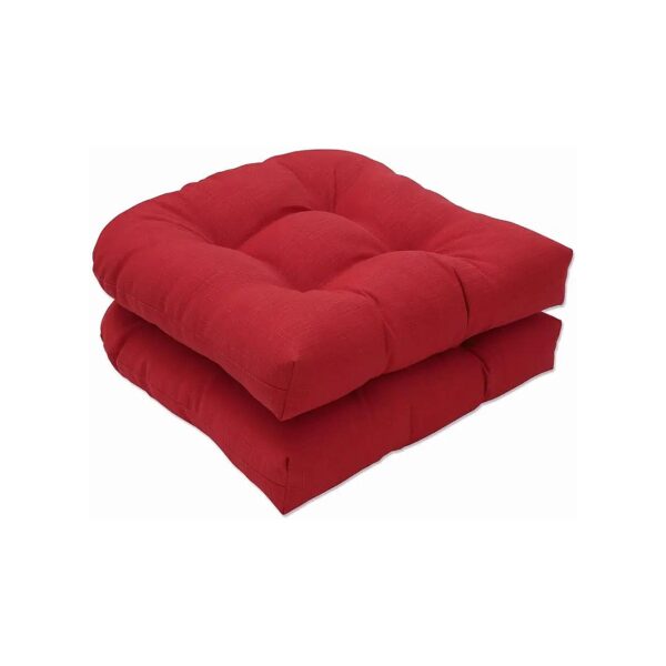 Red 19x19 Reversible Seat Cushions with Polyester Fill and Round Corner