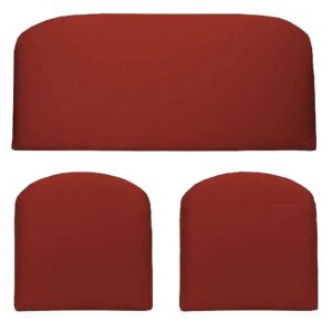 Red 3 Piece Wicker Furniture Cushion Set for Patio and Indoor Use with Polyester Fabric