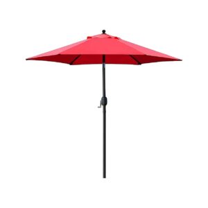 Red 5 Foot Patio Umbrella with Push Button Tilt and Crank for Outdoor Table Shade