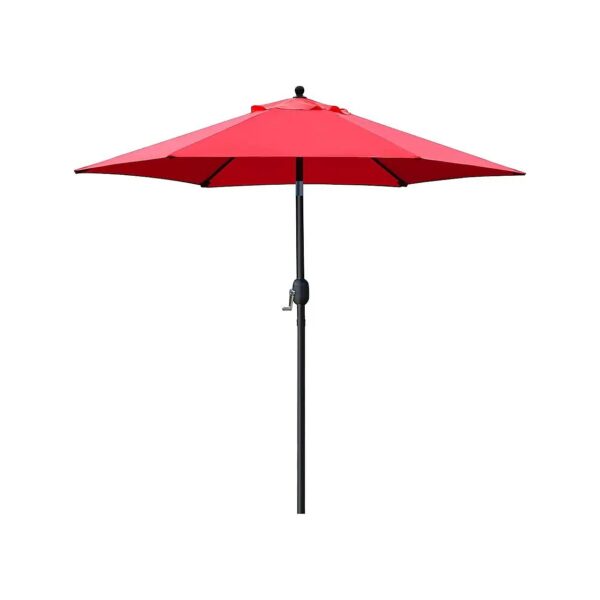 Red 5 Foot Patio Umbrella with Push Button Tilt and Crank for Outdoor Table Shade