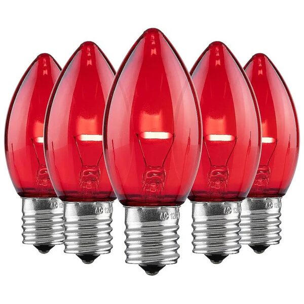 Red C9 LED Christmas Light Strands, 25 Count, E17 Socket, Perfect for Holiday Decorations