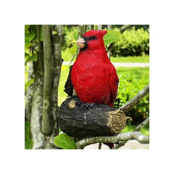 Red Cardinal Tree Decoration Figurine Garden Ornament Resin Material