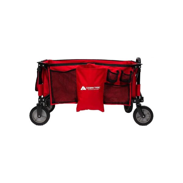 Red Folding Wagon for Camping and Outdoor Events with Smooth Gliding Wheels