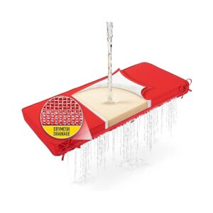 Red Outdoor Bench Cushion with DryMesh Drainage and FadeShield Water Resistance