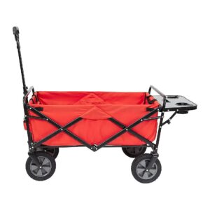 Red Outdoor Folding Utility Wagon with Table for Camping and Outdoor Gear