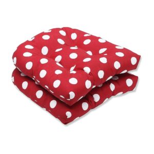 Red Polka Dot Tufted Seat Cushions 100% Polyester Fill 2 Count