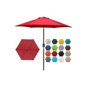 Red Polyester Outdoor Yard Patio Umbrella with Crank Tilt Mechanism for 24-36 Inch Table