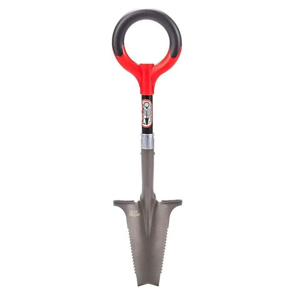 Red Root Slayer Mini Garden Digger with Inverted Cutting Tip for Easy Soil Cleanup