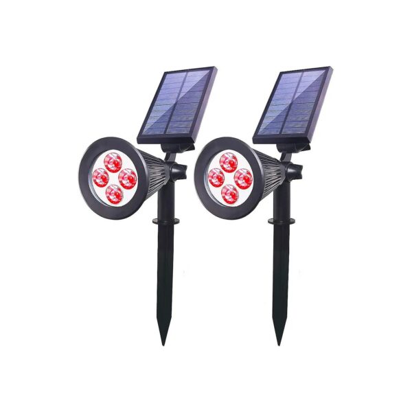 Red Solar Powered LED Landscape Lights Waterproof Spotlight for Garden Tree Yard Patio