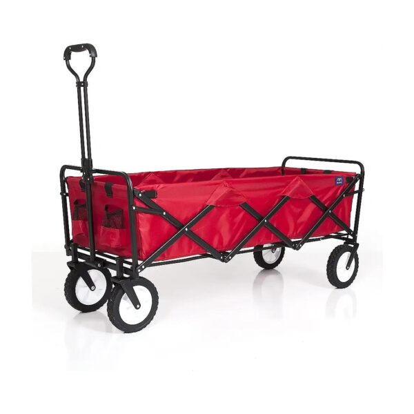 Red Utility Wagon with Large Storage Space and Folding Design