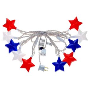 Red White and Blue LED Star Lighting String for Memorial Day and 4th of July Occasions