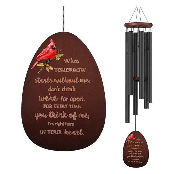 Red and Black Cardinal Wind Chime - Heartfelt Gift for Bereavement and Condolence