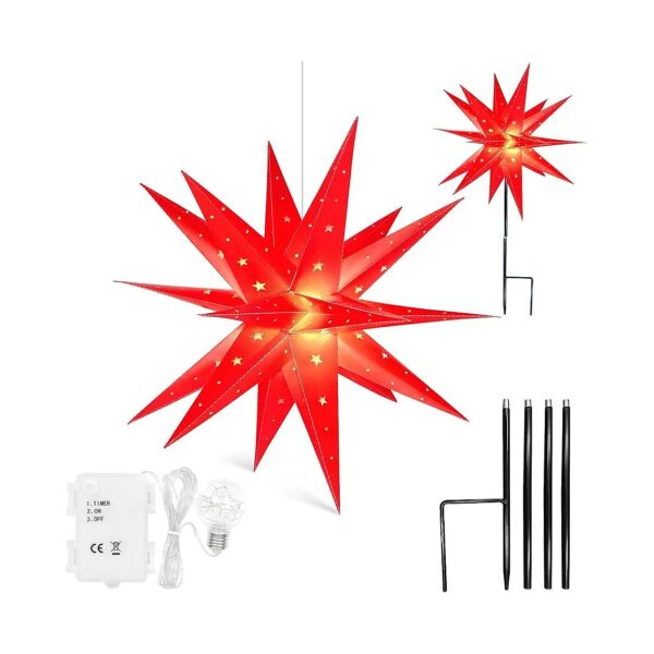 Red-Red Bethlehem Star LED String Lights for Christmas Tree Decorating