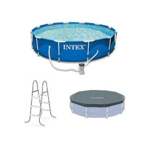 Reliable 12x30 Round Metal Frame Above Ground Swimming Pool Set for Outdoor Use