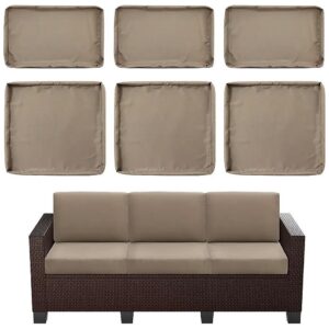 Replacement Waterproof Cushion Covers for 3-Seat Rattan Sofa Taupe, 6-Pack