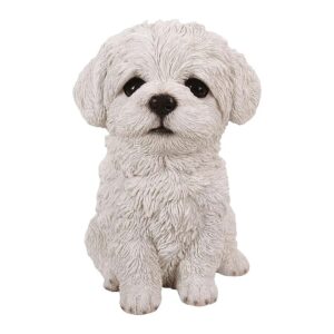 Resin Maltese Puppy Decorative Piece for Home or Garden Use