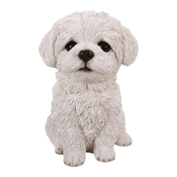 Resin Maltese Puppy Decorative Piece for Home or Garden Use