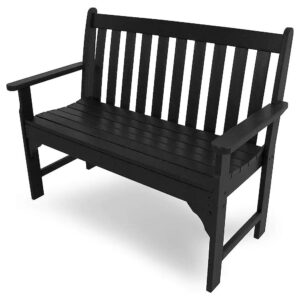 Resistant 48 Long Black Bench for Outdoor Use with Weather-Rot Resistant Polywood Lumber