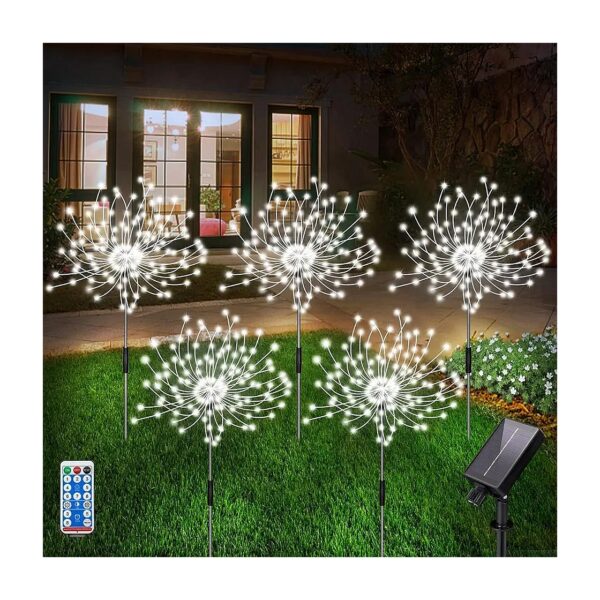 Resistant 5-Pack Solar Garden Lights with Adjustable Brightness, Cool White