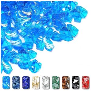 Resistant Caribbean Blue Fire Pit Glass for Indoor and Outdoor Use, 10 Pounds