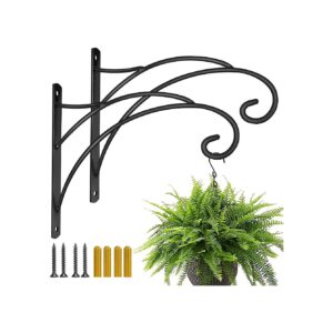 Resistant Hanging Plant Brackets, Black Metal, 2-Pack, Rust-Free, Outdoor Decor