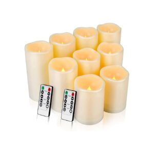 Resistant LED Pillar Candles 9-Pack with Flickering Effect