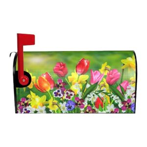 Resistant Mailbox Cover with Daffodils and Tulips Flowers Print Spring Summer Decorations